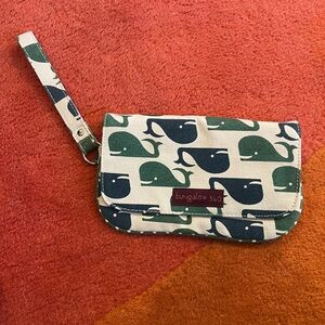 Bungalow 360 Whale Pattern Wristlet in Green and Blue